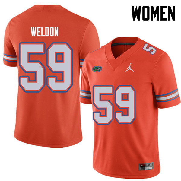 Jordan Brand Women #59 Danny Weldon Florida Gators College Football Jerseys Sale-Orange - Click Image to Close